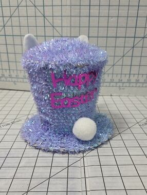 Spring Decor - Easter Bunny Tinsel Hat Table Tree Topper, Lavender, NWOT